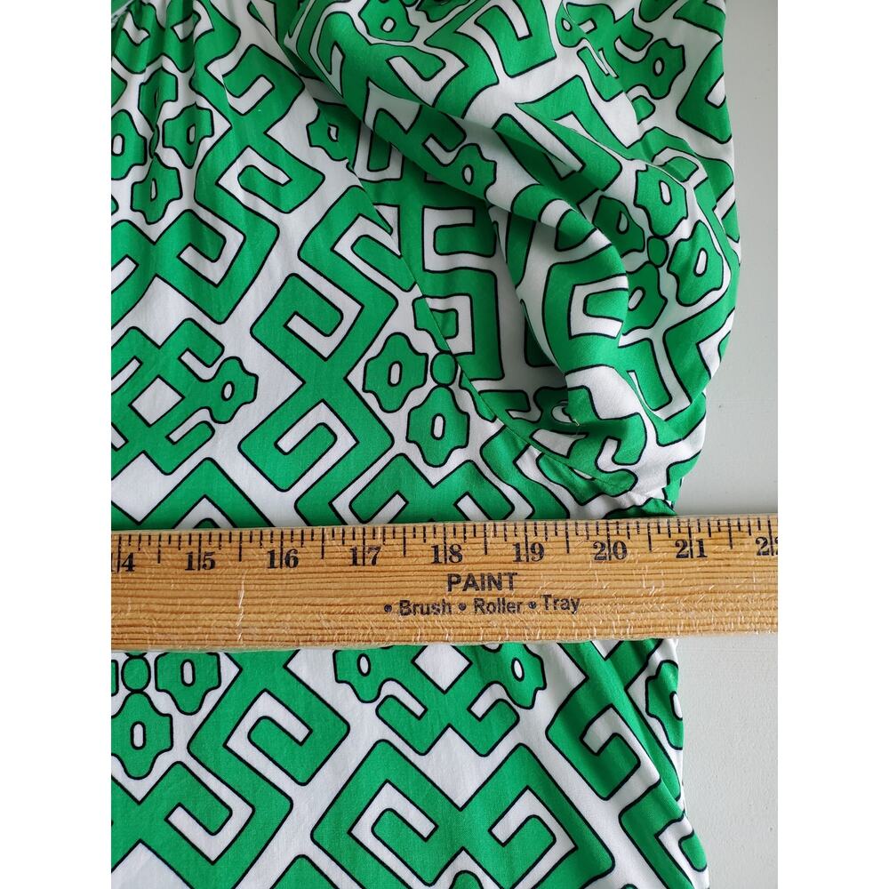 Women Crown Ivy Green White Geometric Tunic Top PL Preppy Coastal Summer Classic - Picture 8 of 10